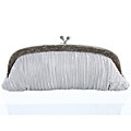 Carlo Fellini Silver Ruched Clutch Handbag