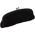 Carlo Fellini Black Pleated Satin Clutch Handbag