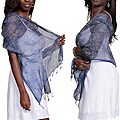 Navy Blue Leaf Gauze Scarf (Indonesia)