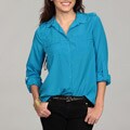 Calvin Klein Jeans Women's Ceramic Blue Button Front Top