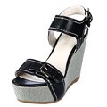 Nine West Women's 'Leoness' Black Wedge Sandals