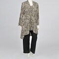 Onyx Nite Women's Plus-size 3-piece Leopard Duster Black Pants Outfit