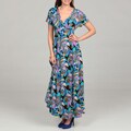 24/7 Comfort Apparel Women's Blue Short-sleeved Maxi Dress