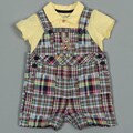 Little Me Infant Boy's Plaid Overall Shorts Set