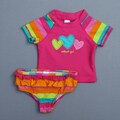 Osh Kosh Infant Girl's Striped Three Hearts 2-piece Swimsuit