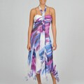 SL Fashions Women's Abstract Halter Handkerchief Hem Dress