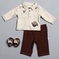 Vitamins Baby Newborn Boy's 'Wanted' 3-piece Pant and Shoe Set