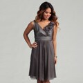 KM Collections Women's Gunmetal Rosette Empire Dress