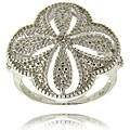 Finesque Sterling Silver Diamond Accent Flower Ring