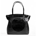 Coach 'Laura' Logo Black Leather Tote Bag