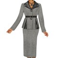 Divine Apparel Women's Plus Size Faux Leather 2-piece Belted Skirt Suit