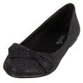 Lasonia Women's Black Glitter Round-toe Bow Detail Flats