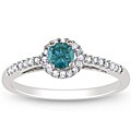 Miadora 14k White Gold 3/8ct TDW Blue and White Diamond Halo Ring (H-I, I1-I2)