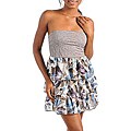 Stanzino Women's Stretch Tube Top Ruffled Floral Dress