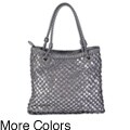 Journee Collection Women's Basket Weave Sequined Zipper Top Bag