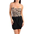 Stanzino Women's Black Tiger Stripe Strapless Belted Dress