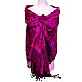 Magenta and Black Fringe Shawl Wrap