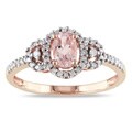 Miadora 10k Pink Gold Morganite and 1/6ct TDW Diamond Ring (H-I, I2-I3)