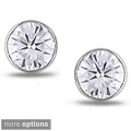 Miadora 14k Gold 1/4ct TDW Bezel-set Diamond Solitaire Stud Earrings