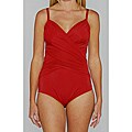 Jantzen Classic Surplice Wrap One-piece Red Swimsuit