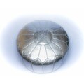 Hand-crafted Moroccan Silver Contemporary Leather Ottoman (Morocco)