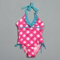 Pink Platinum Big Girl's Gingham Print Swimsuit