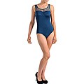 Stanzino Women's Teal Swimsuit with Mesh Neckline