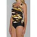 Island Pearls Missy Brown Tie Dye 1-piece Faux Tankini