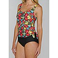 Island Pearls Missy Red Floral Faux 1-piece Tankini