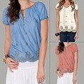 Chaudry Women's Short Sleeve Peasant Top