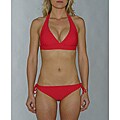 Island World Junior's Red Halter Keyhole Bottom Bikini