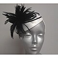 Women's Swan White/ Black Ribbon/ Feather Fascinator Hat
