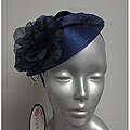Swan Women's Navy Satin Ribbon/ Organza Flower Fascinator Hat