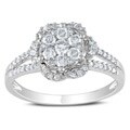 Miadora 14k White Gold 1/2ct TDW Diamond Flower Ring (G-H, I1-I2)