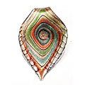 Bleek2Sheek Murano Inspired Glass Gold, Red, Blue & Green Ripple Leaf Pendant