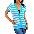 Stanzino Women's Plus-size Blue/Grey Short-sleeve Striped Top