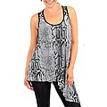 Stanzino Women's Plus-size Black/Grey Snake Print Asymmetric Top