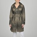 Montanaco Women's Faux Leather 3/4-length Belted Trench Coat