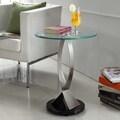 ETHAN HOME Ryde Round Tempered Glass Steel Modern End Table