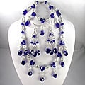 Navy Crystal and White Pearl Jewelry Set