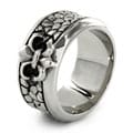 Stainless Steel Fleur de Lis Stone Textured Ring