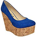 Toi et Moi Women's 'Gisele-03' Blue Suede Wooden Wedges