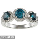 Auriya 14k Gold 1 1/5ct TDW Round Blue and White Diamond Ring (G-H, I1-I2)