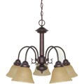 Ballerina - 5 Light Chandelier - Mahogany Bronze Finish with Champagne Washed Linen Glass