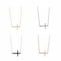 High-polish Sterling Silver Diamond-accented Cross 16.5-inch Necklace