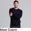 Poeta Moda Men's Diamond Jacquard Crewneck Wool Sweater