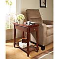 Espresso Wooden Chair Side End Table With Drawer