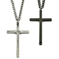 Unisex Silvertone or Black-plated Thin Cross Pendant Necklace