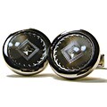 Silvertone Crystal Center Gianfranco Ruffini Cuff Links