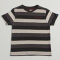 Calvin Klein Boys' Gray Striped Pullover Short-sleeve V-neck Shirt FINAL SALE